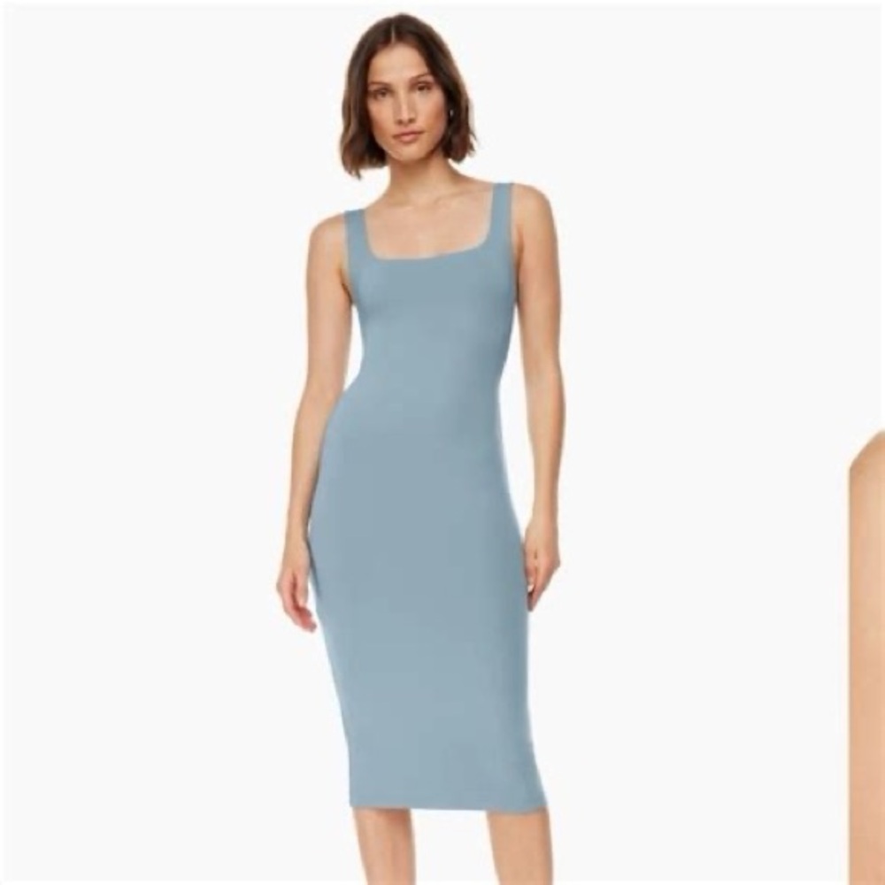 Aritzia | Slab Blue square neck Sleeveless Midi Dress